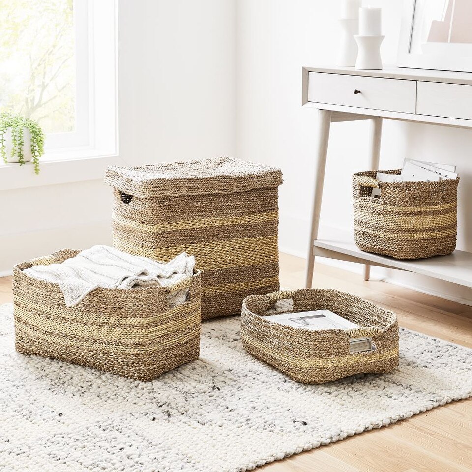 TwoTone Metallic Woven Baskets west elm United Kingdom
